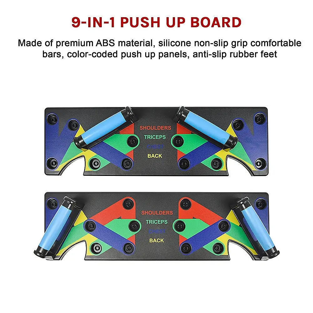 9 in 1 Push Up Board Yoga Bands Fitness Workout Train Gym