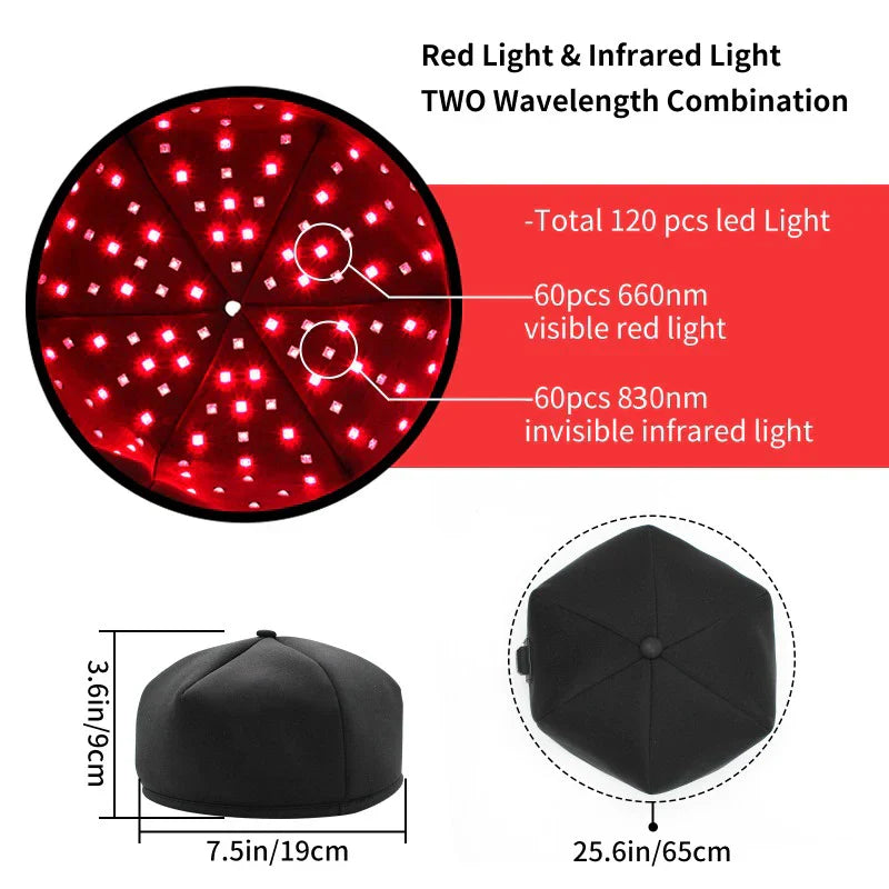 Hair Growth Cap LED Treatment Helmet Black