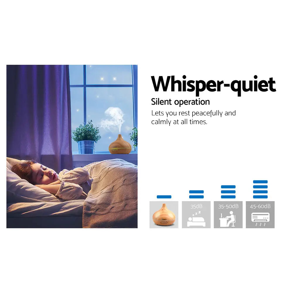 devanti 4 in 1 diffuser with sleeping child to demonstrate quietness of diffuser.