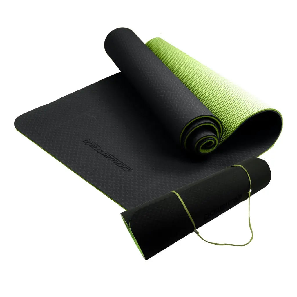 Powertrain Eco-friendly Non Slip 8mm Yoga Mat - Black Green