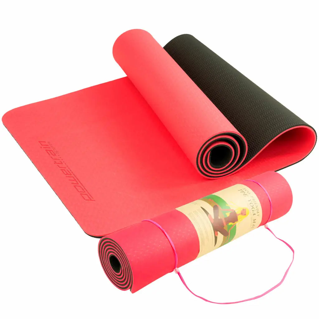 Powertrain Eco-friendly Non Slip 8mm Yoga Mat - Red Blush