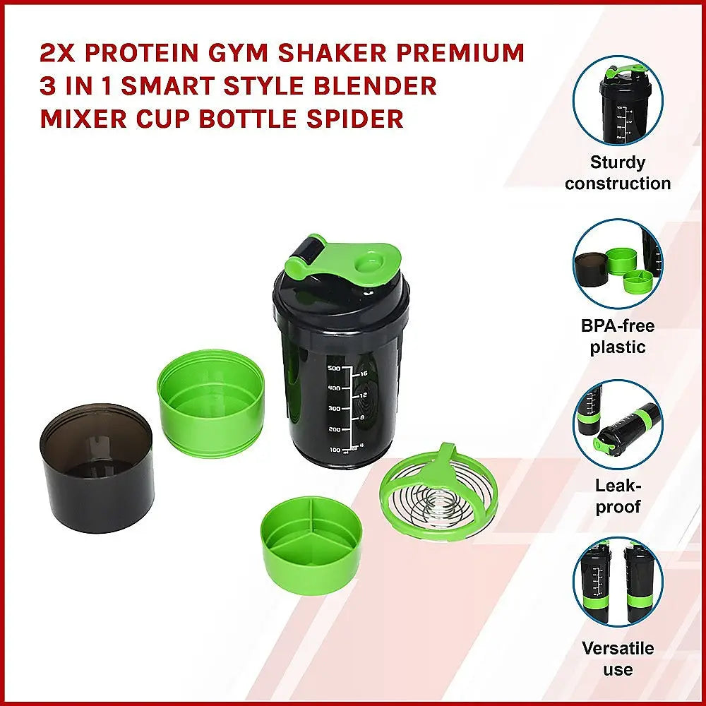 Protein Gym Shaker 3 in 1 Smart Blender Mixer Cup Bottle