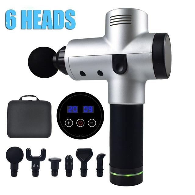 POWERFUL 6 Heads LCD Massage Gun - Carbon fibre