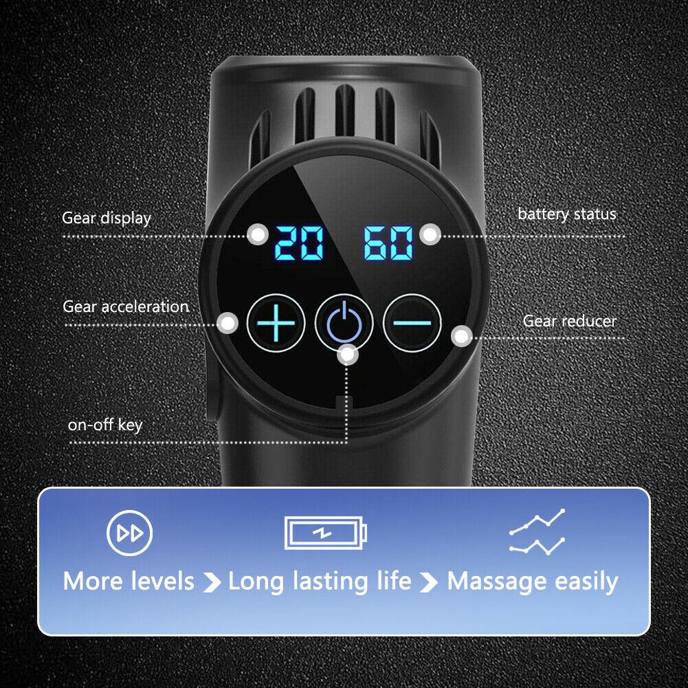 POWERFUL 6 Heads LCD Massage Gun - Carbon fibre