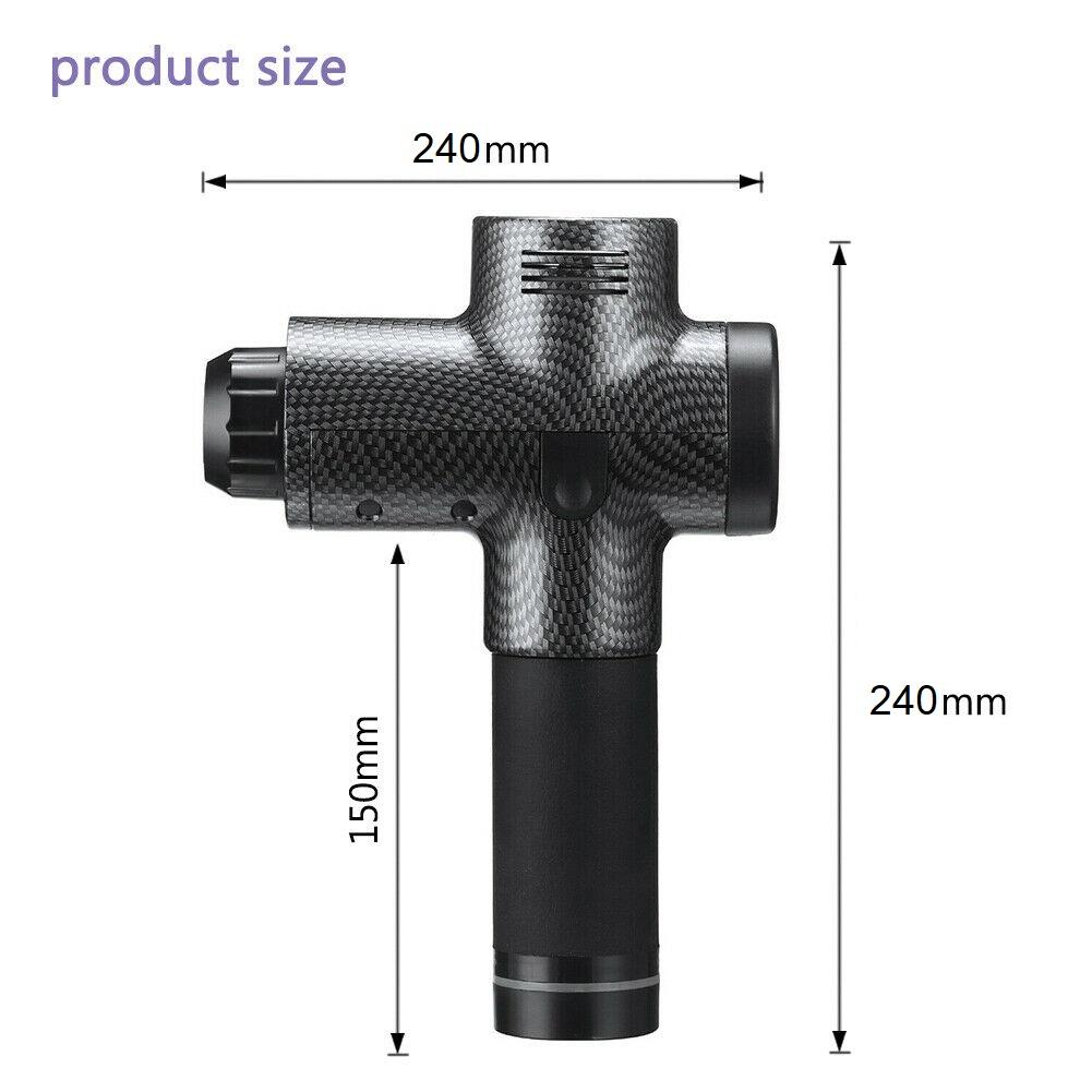 POWERFUL 6 Heads LCD Massage Gun - Carbon fibre