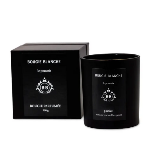 Bougie Blanche Le Pouvoir Candle Black Jar and Box
