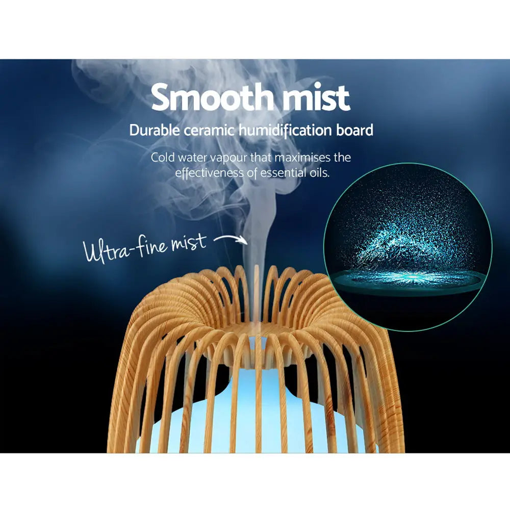 Devanti 4-In-1 Ultrasonic Aroma Diffuser 500ml With Steam On Dark Blue Background.