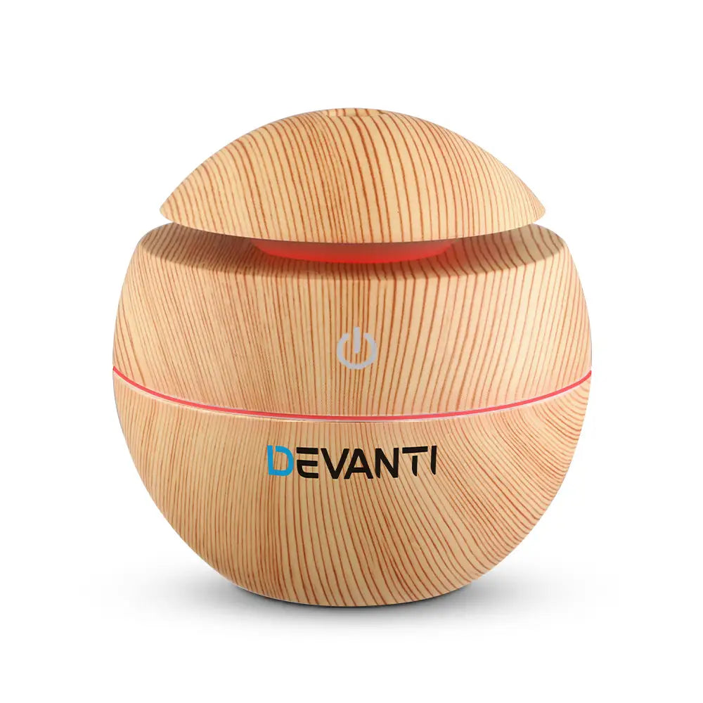 light timber devanti spherical humidifier on white background.