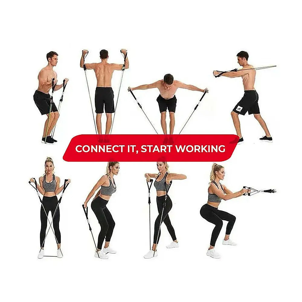 Exercise Pilates Bar Kit Resistance Bands Yoga Fitness