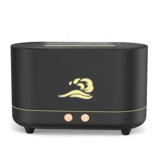 matt black flame humidifier with white background.