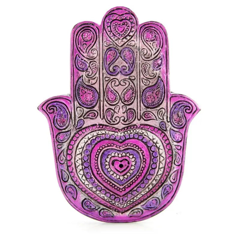 Various purple tones Hamsa Hand Heart Incense Burner