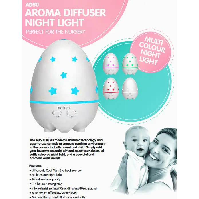 Oricom Aroma Diffuser Humidifier & Night Light for Babies-Diffusers Plus Oz