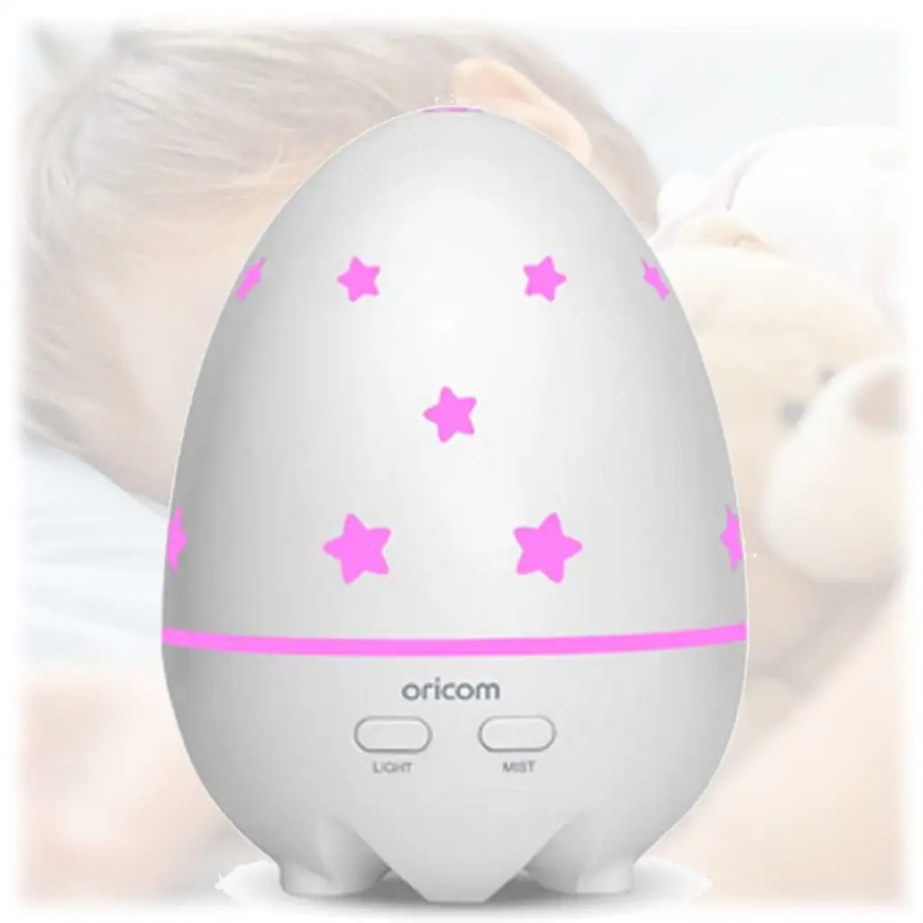 Oricom egg shapped white essential oil diffuser with pink led stars