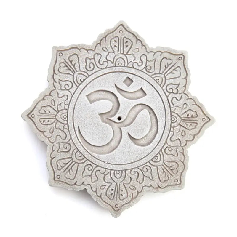 Stone coloured lotus shape Om Incense Burner