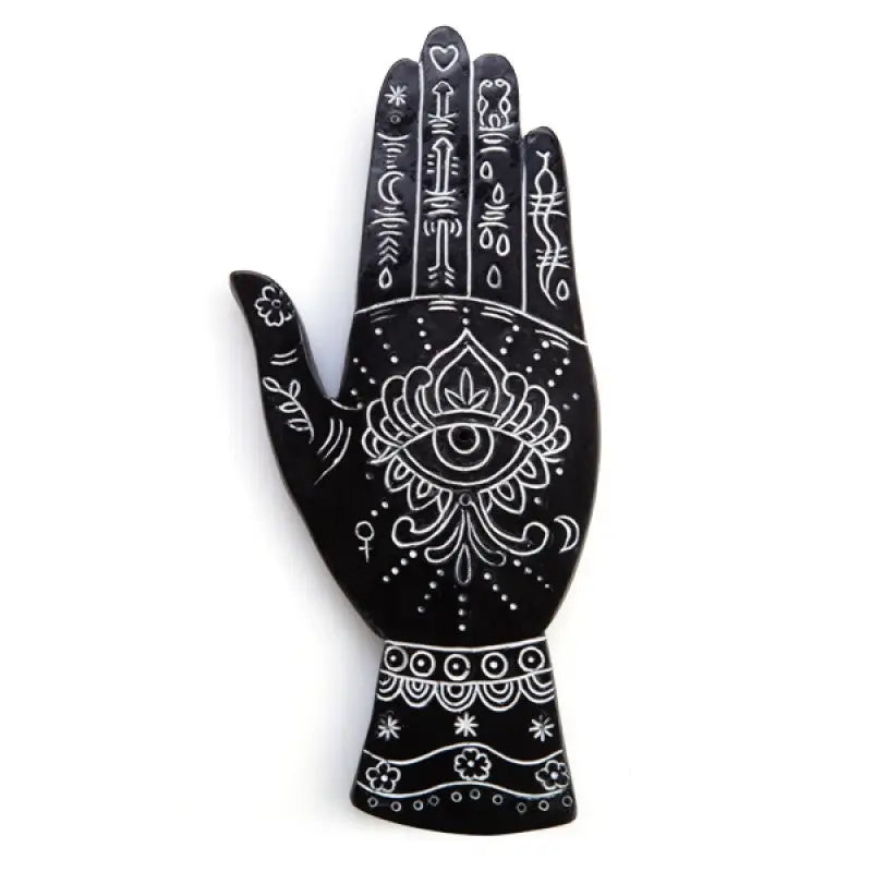 White Hand Palmistry Incense Burner with White symbols