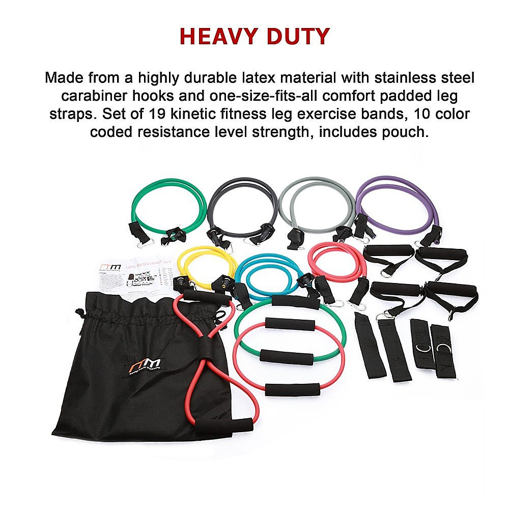 19pc Resistance Exercise Bands Set