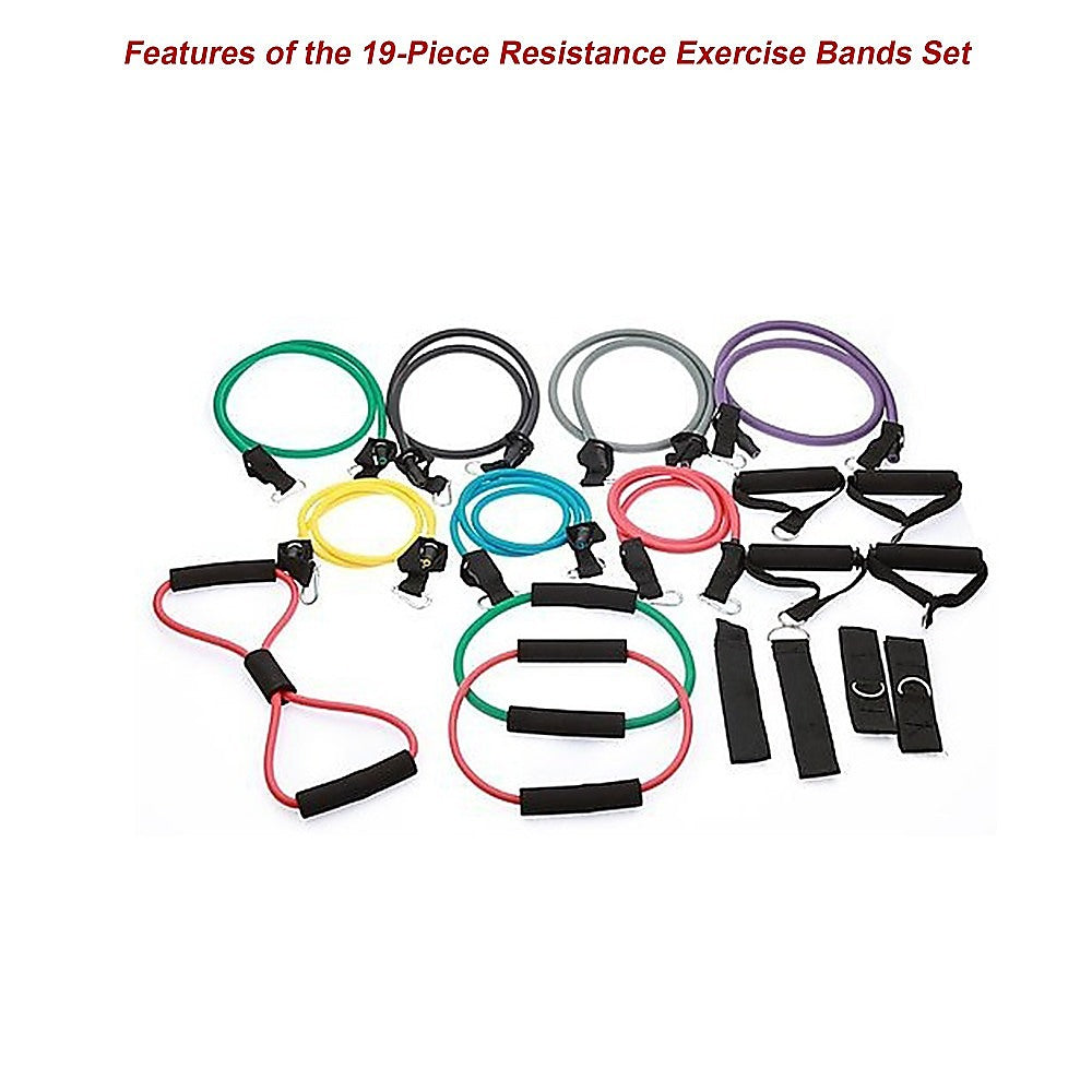 19pc Resistance Exercise Bands Set